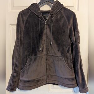 Kristen Blake Heavy Dk Brown Plush Blanket Hoodie Coat LG Pockets NICE Must See!